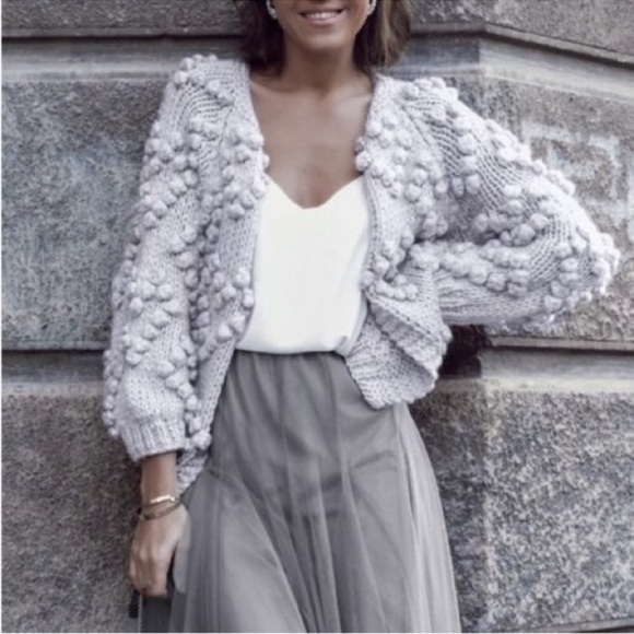 Chicwish Knit Your Love Oversized Chunky Handmade Heart Popcorn Cardigan Sweater - Picture 2 of 7